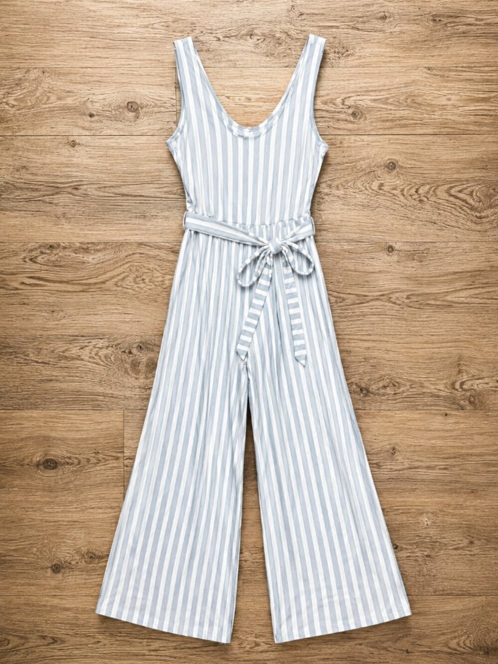 Tribal Jeans Blue & White Striped Wide Leg Jumpsuit | Petite Small P/S - Picture 3 of 5